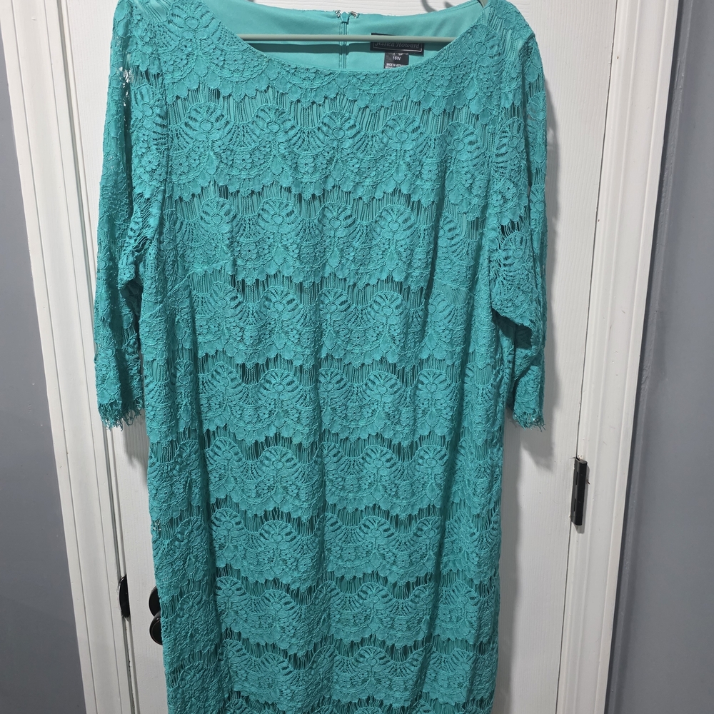 Jessica Howard Turquoise Lace Long Sleeve Dress